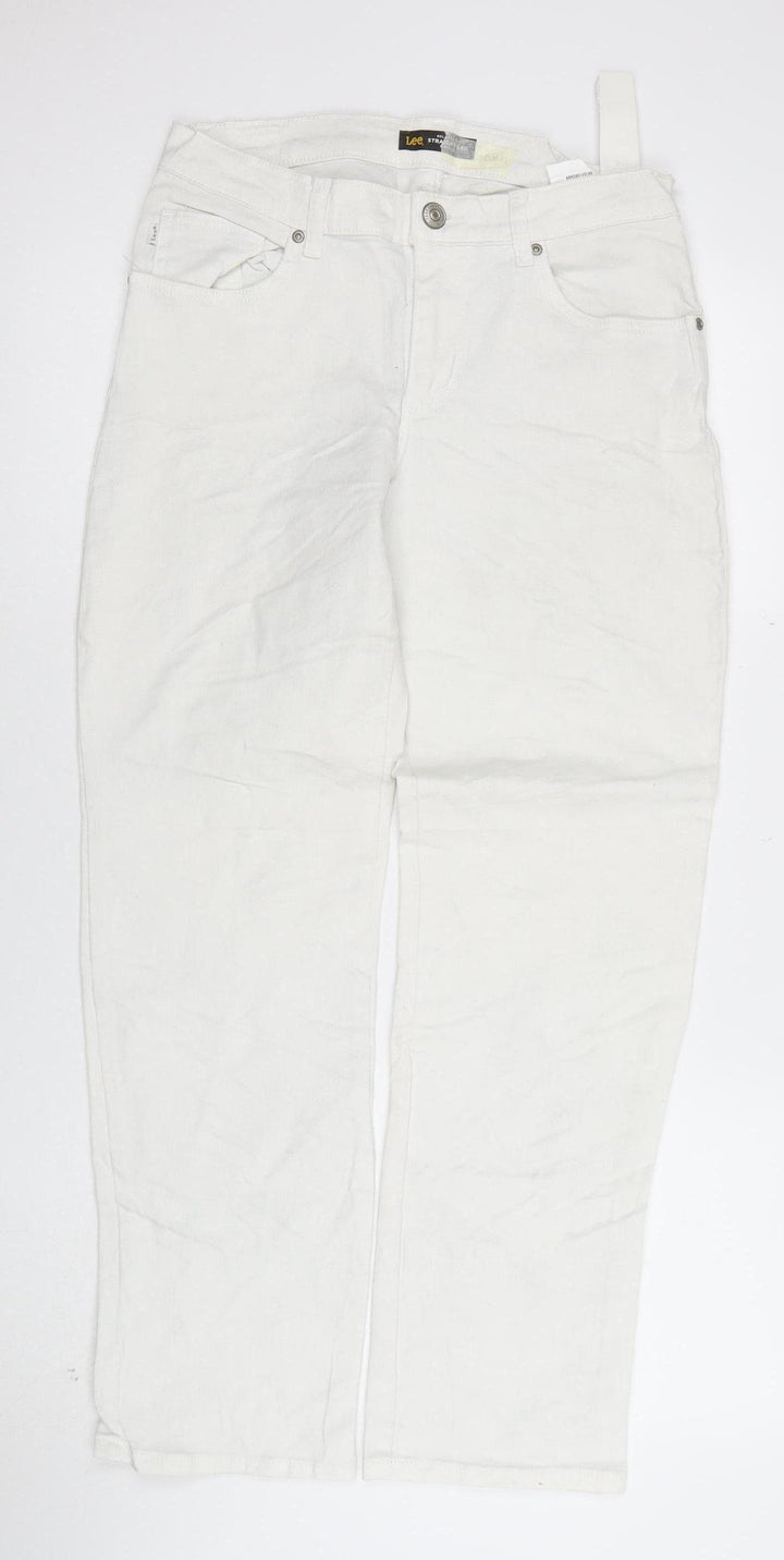Lee Women's White Straight Leg Mid Rise Stretch Jeans Size 6 Short