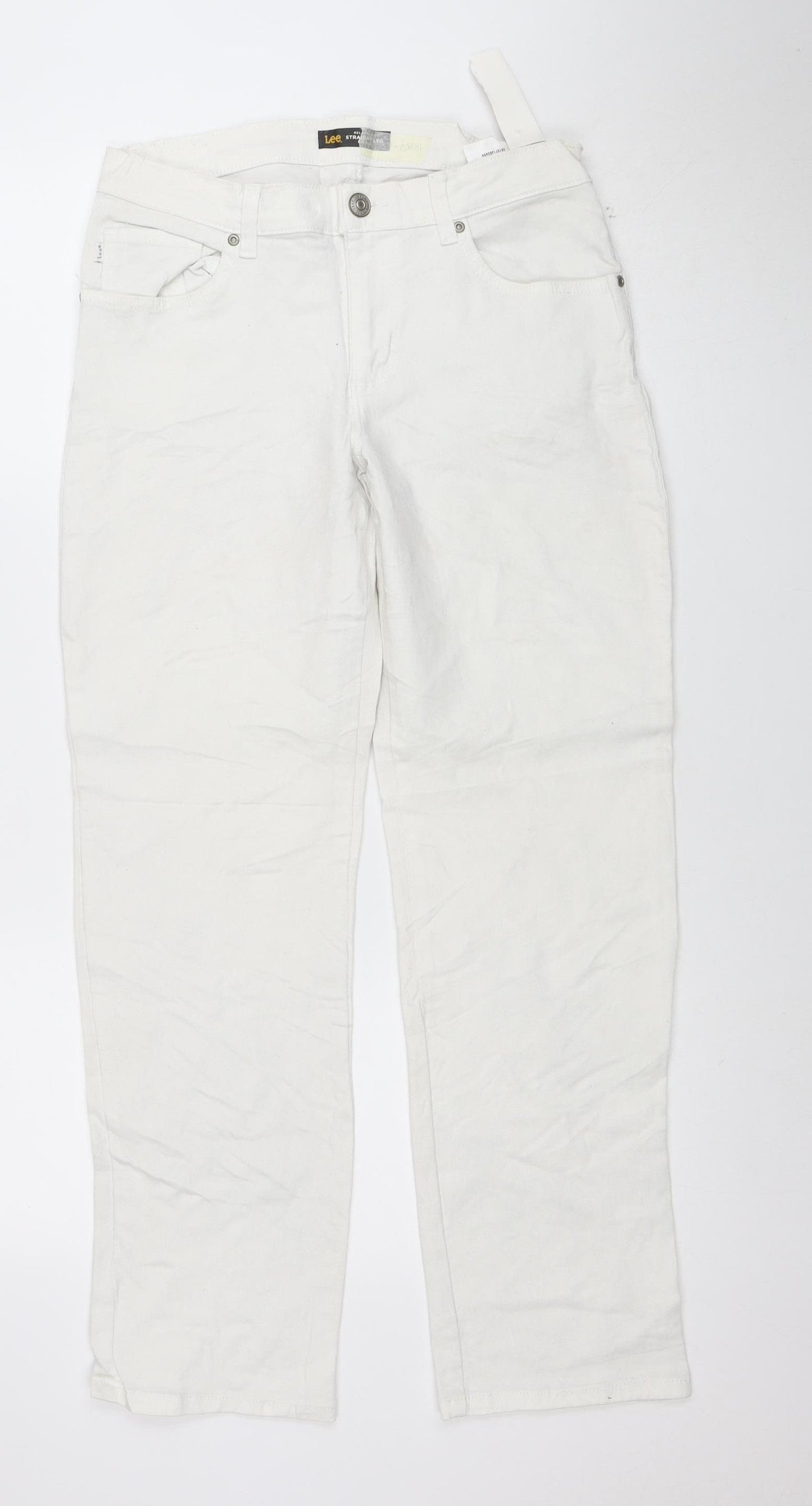 Lee Women's White Straight Leg Mid Rise Stretch Jeans Size 6 Short
