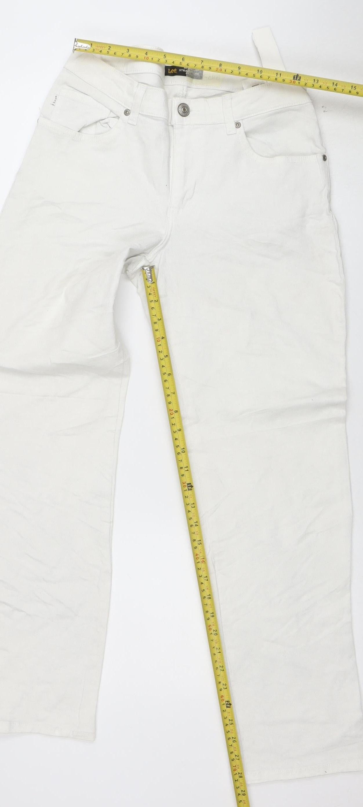 Lee Women's White Straight Leg Mid Rise Stretch Jeans Size 6 Short