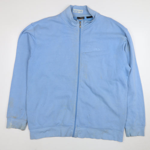 Fila Men Blue Full Zip Sweatshirt L Regular Fit Cotton Blend