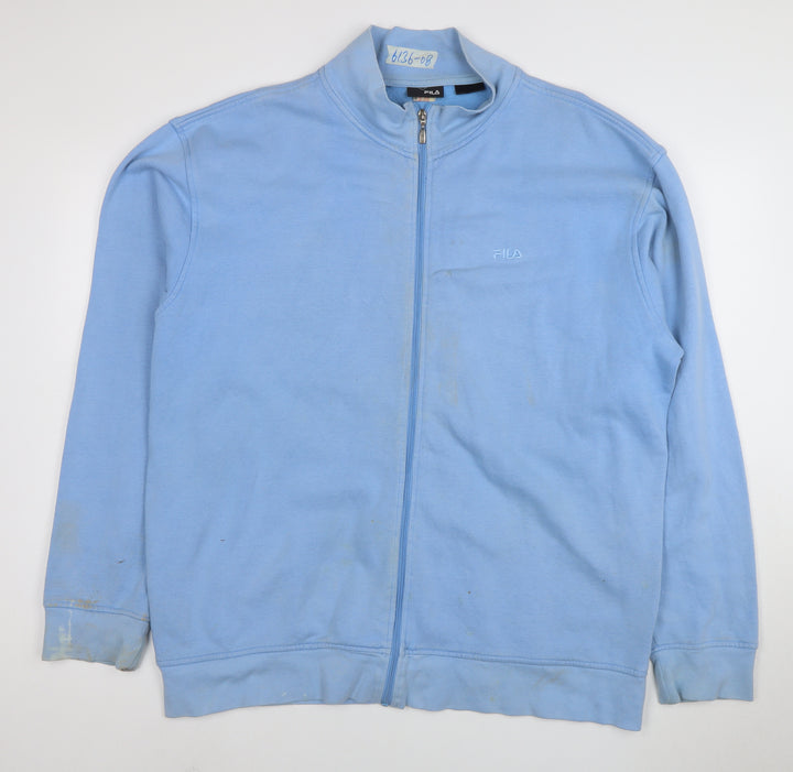 Fila Men Blue Full Zip Sweatshirt L Regular Fit Cotton Blend