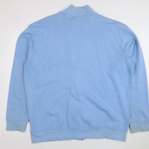 Fila Men Blue Full Zip Sweatshirt L Regular Fit Cotton Blend
