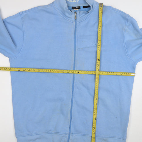Fila Men Blue Full Zip Sweatshirt L Regular Fit Cotton Blend