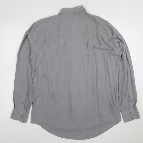 Burberry London Men's Grey Long Sleeve Button-Up Shirt Size M