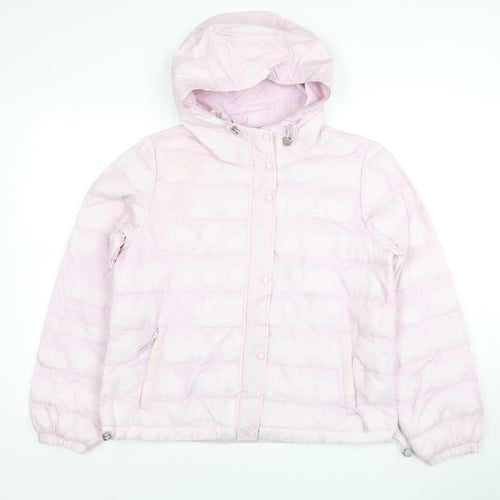 Levi's Women's Pink Hooded Puffer Jacket Size M Casual Winter Coat