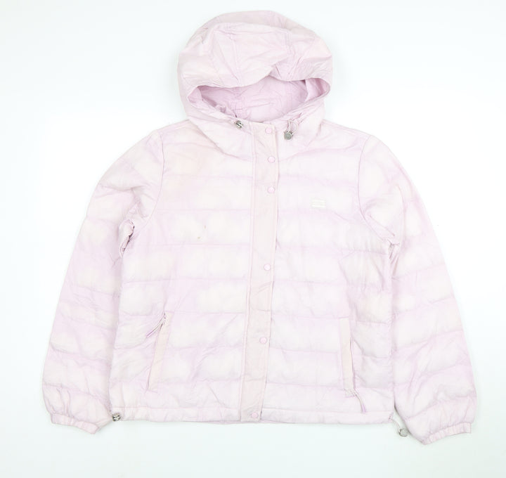 Levi's Women's Pink Hooded Puffer Jacket Size M Casual Winter Coat