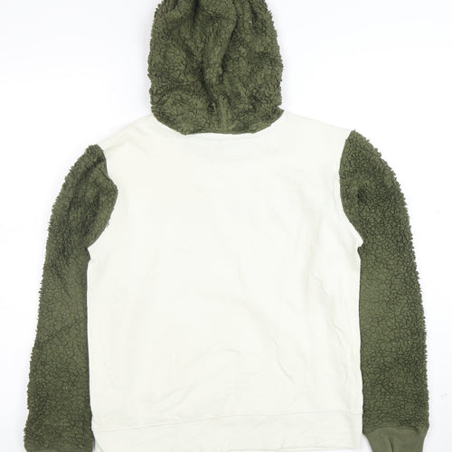 Champion Womens Beige and Green Sherpa Sleeve Pullover Hoodie L