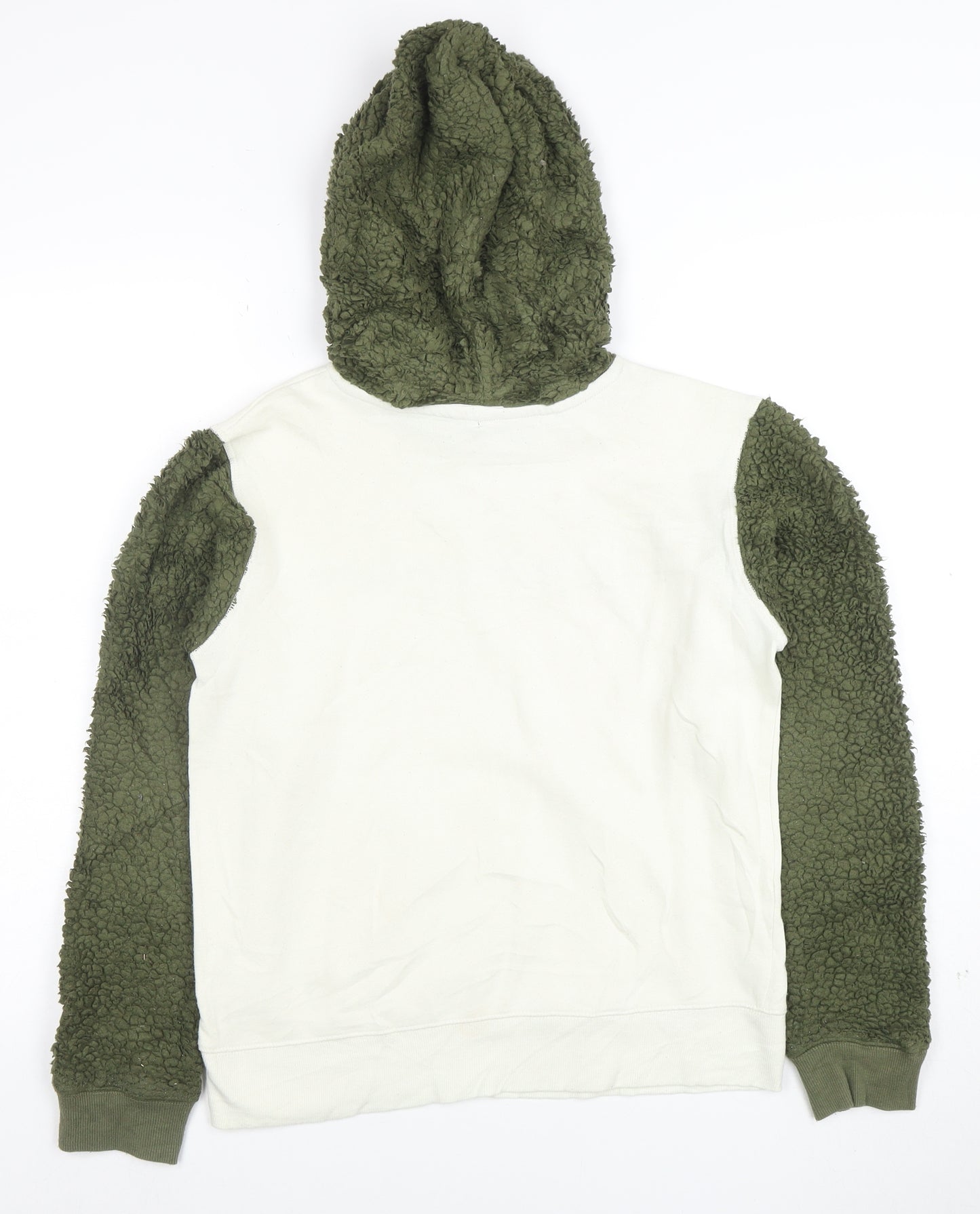 Champion Womens Beige and Green Sherpa Sleeve Pullover Hoodie L