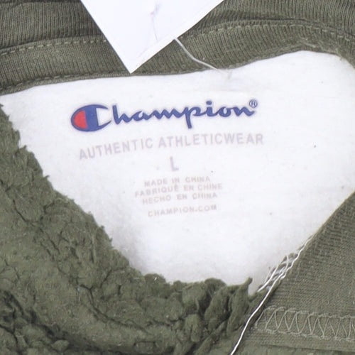 Champion Womens Beige and Green Sherpa Sleeve Pullover Hoodie L