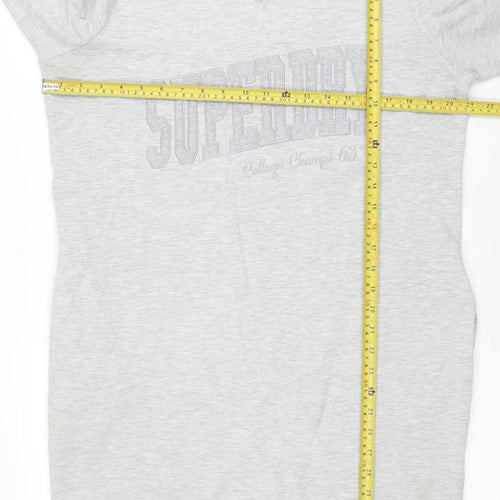 Superdry Women Grey Cotton Blend Long Sleeve T-Shirt Dress Size 14