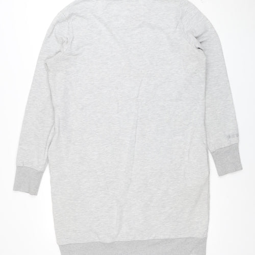 Superdry Women Grey Cotton Blend Long Sleeve T-Shirt Dress Size 14