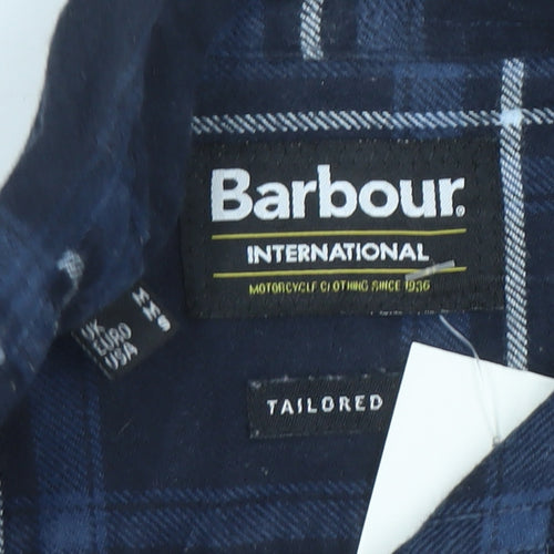 Barbour International Men's Blue Check Tailored Long Sleeve Cotton Shirt M