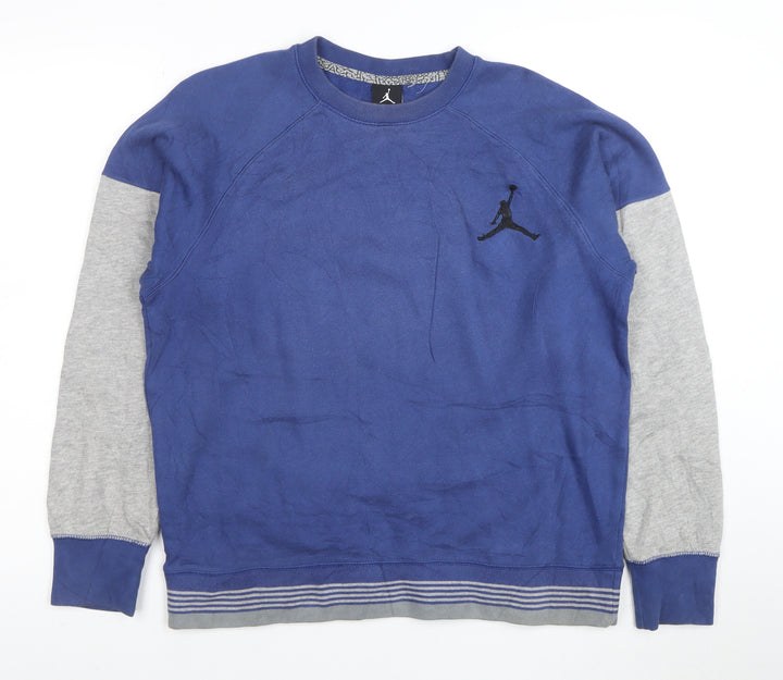 Jordan Boys Blue & Grey Crew Neck Sweatshirt XL 13-15 Years Cotton Blend