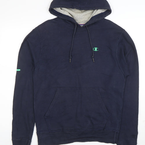 Champion Men's Blue Pullover Hoodie L Sports Fleece Sweatshirt