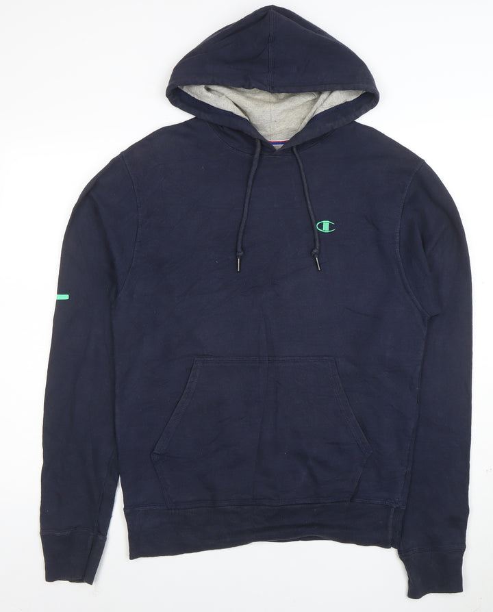 Champion Men's Blue Pullover Hoodie L Sports Fleece Sweatshirt