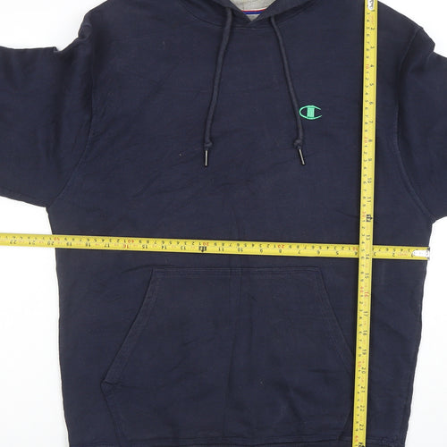 Champion Men's Blue Pullover Hoodie L Sports Fleece Sweatshirt