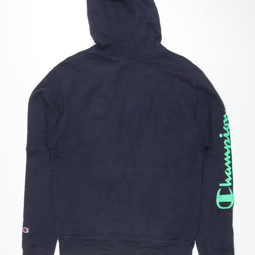 Champion Men's Blue Pullover Hoodie L Sports Fleece Sweatshirt