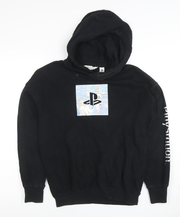 H&M Boys Black PlayStation Hoodie 10-12 Years Pullover Graphic Print
