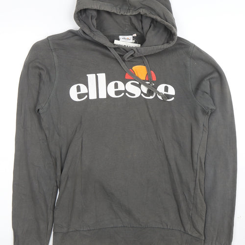 Ellesse Mens Grey Small Pullover Hoodie 100% Cotton Casual Logo Style