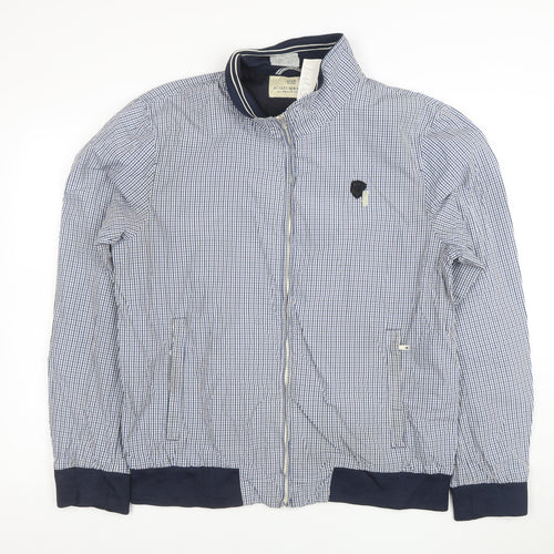 Scotch & Soda Men's Blue Check Cotton Bomber Jacket XL