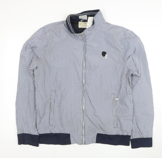 Scotch & Soda Men's Blue Check Cotton Bomber Jacket XL