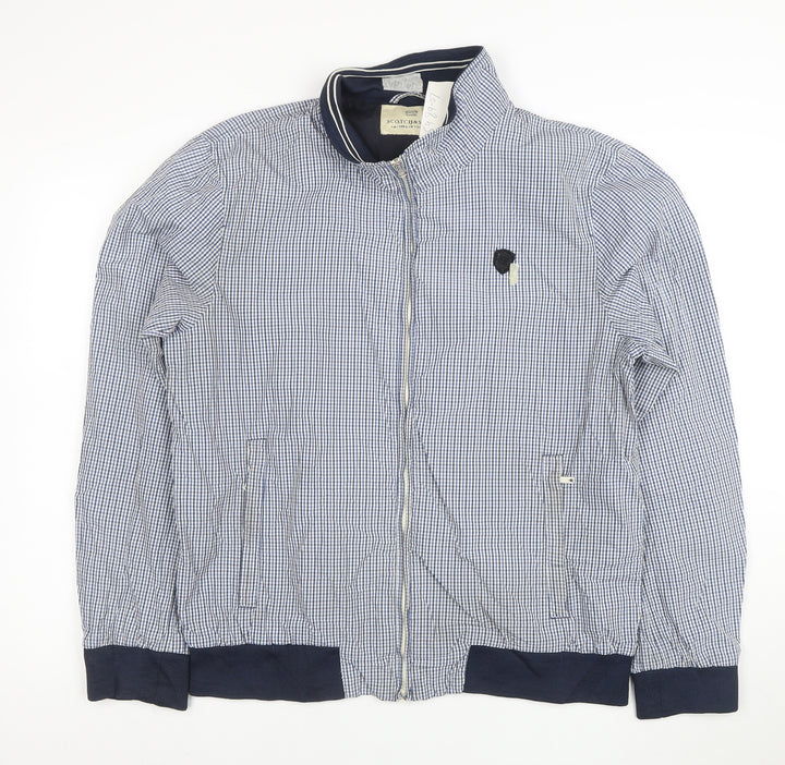 Scotch & Soda Men's Blue Check Cotton Bomber Jacket XL
