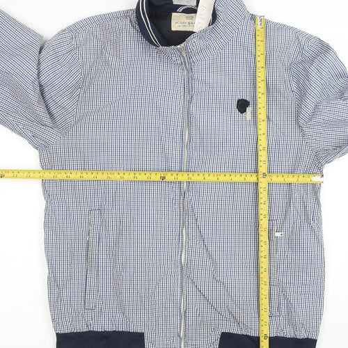 Scotch & Soda Men's Blue Check Cotton Bomber Jacket XL