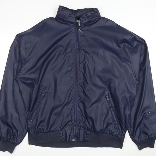 Izod Club Men’s Blue XL Bomber Security Jacket Zip Pockets Nylon