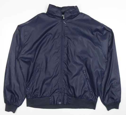 Izod Club Men’s Blue XL Bomber Security Jacket Zip Pockets Nylon