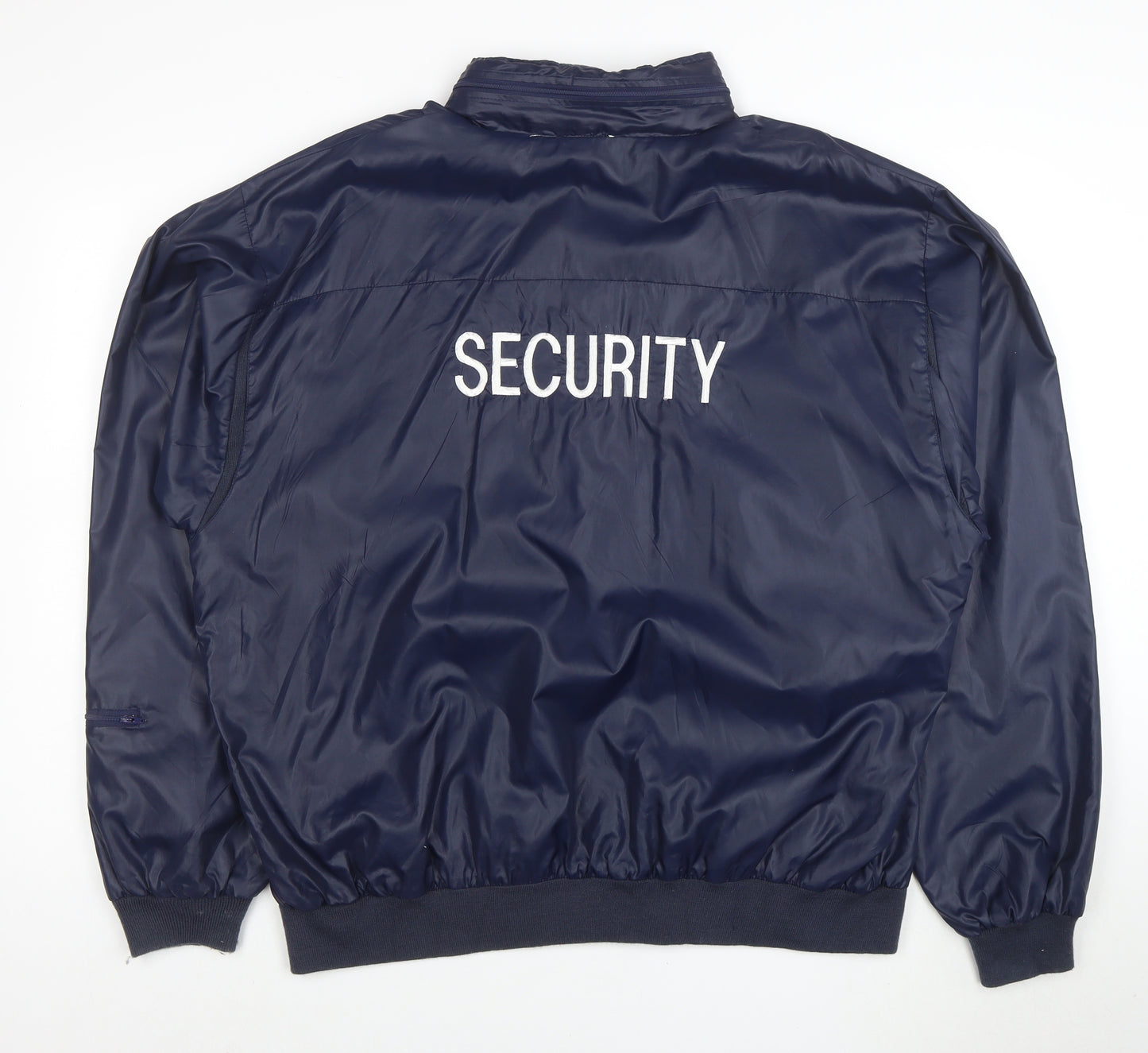 Izod Club Men’s Blue XL Bomber Security Jacket Zip Pockets Nylon