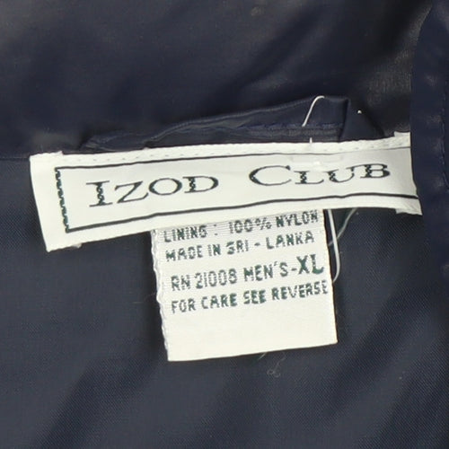 Izod Club Men’s Blue XL Bomber Security Jacket Zip Pockets Nylon