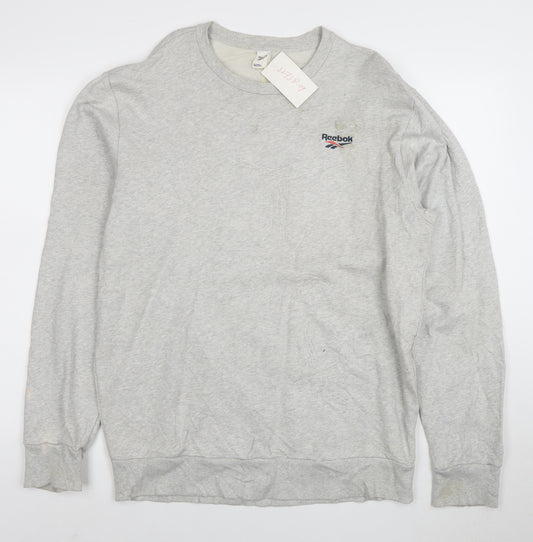 Reebok Men's Grey Crew Neck Pullover Sweatshirt Size L