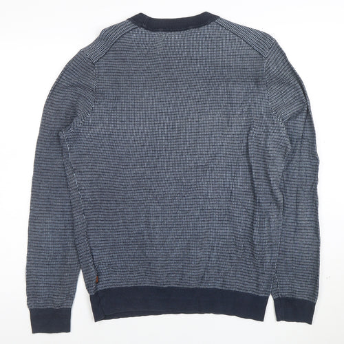 BOSS Men's Blue Cotton Knit Crew Neck Jumper Size M