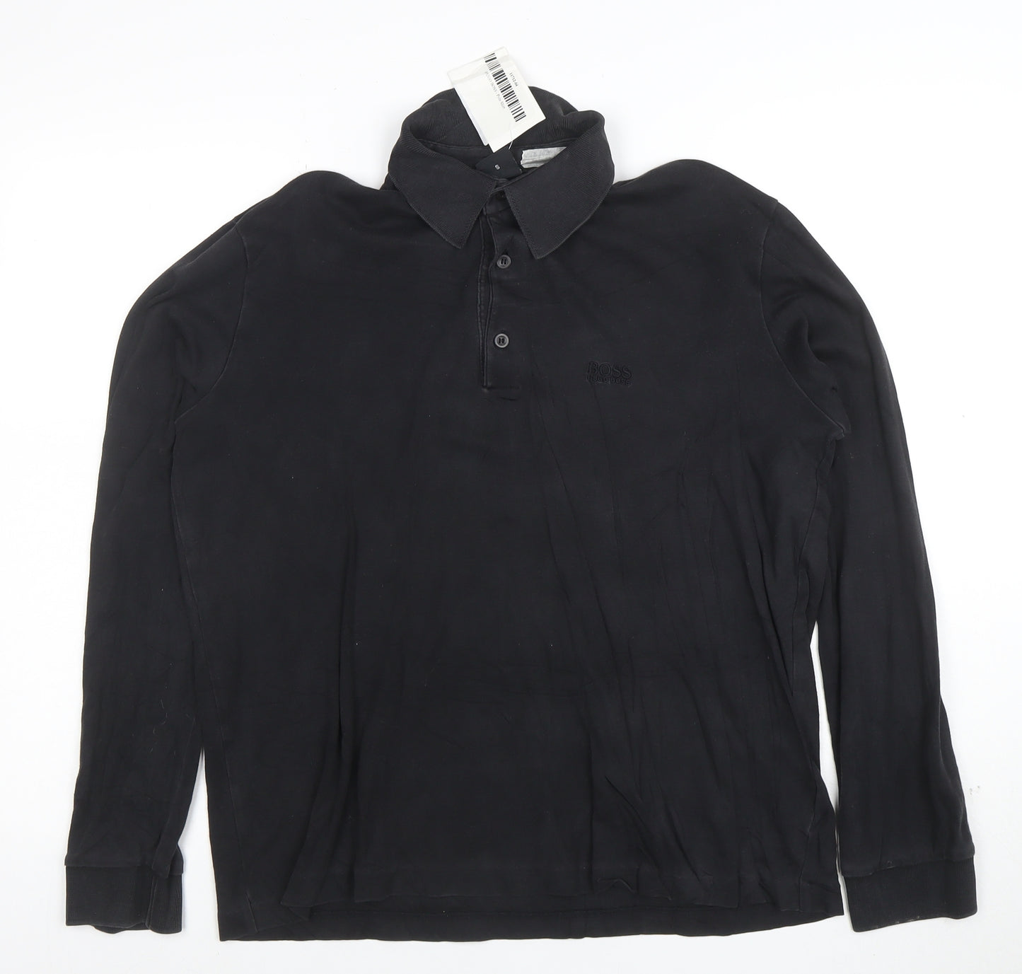 Hugo Boss Men's Black Long Sleeve Cotton Polo Shirt Size S
