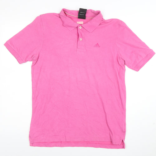 Adidas Men's Pink Clima365 Essentials Polo Shirt Size S Cotton Blend