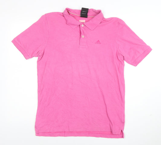 Adidas Men's Pink Clima365 Essentials Polo Shirt Size S Cotton Blend