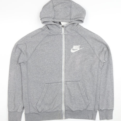 Nike Women Grey Full Zip Hoodie XL Cotton Blend Lined Sportswear