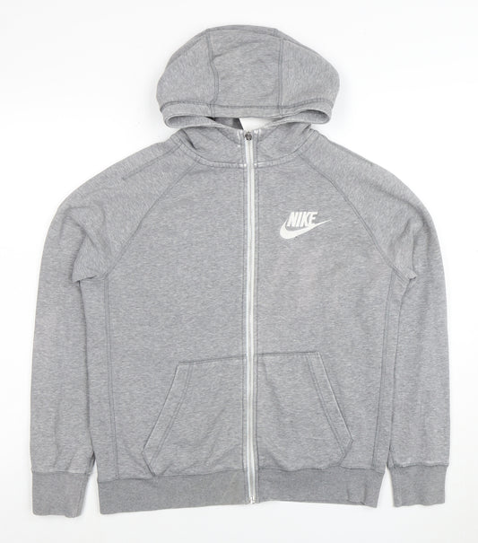 Nike Women Grey Full Zip Hoodie XL Cotton Blend Lined Sportswear
