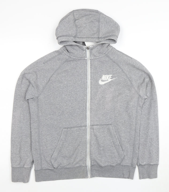 Nike Women Grey Full Zip Hoodie XL Cotton Blend Lined Sportswear