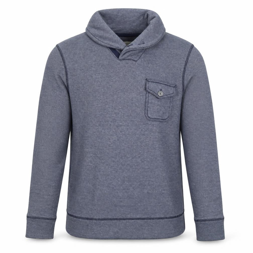 Front view of Levi's Men's Blue Henley Sweatshirt, size S, Long Sleeve Cotton Blend