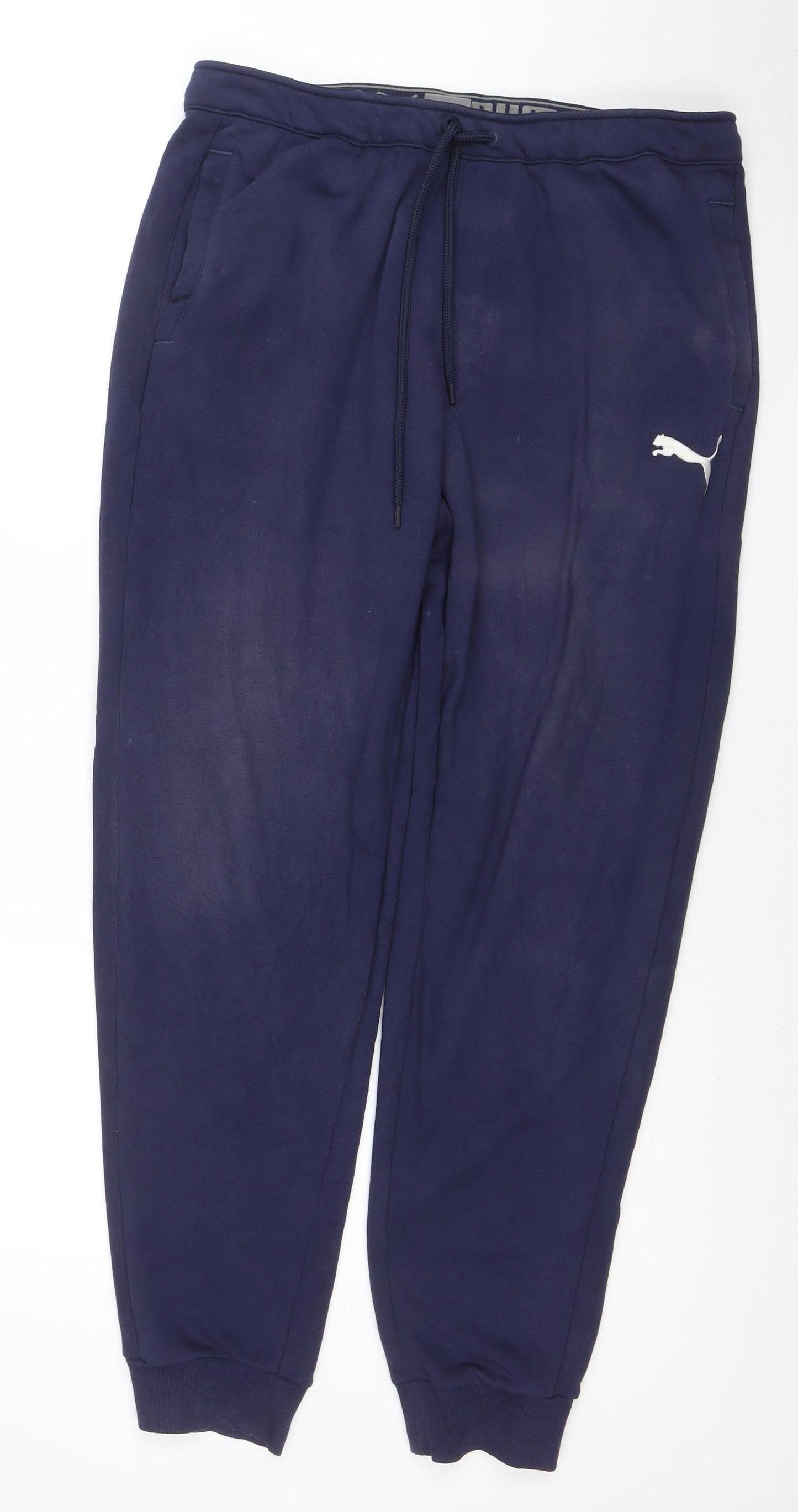 Puma Men Blue Jogger Trousers L Regular Fit Activewear