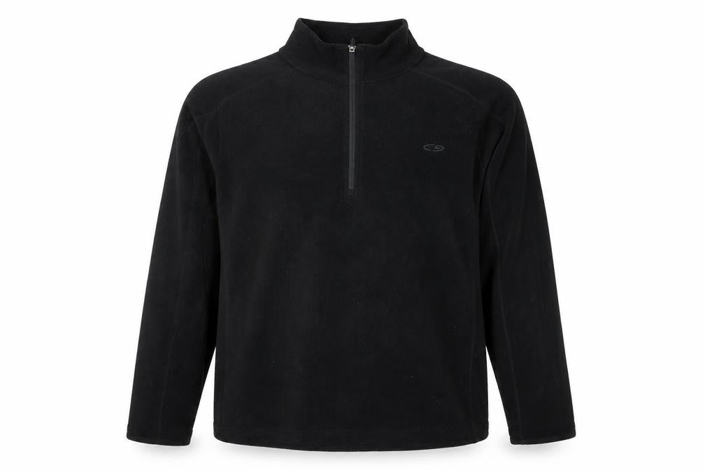 Front view of Champion Men’s Black Fleece 1/4 Zip Pullover Sweatshirt, size L
