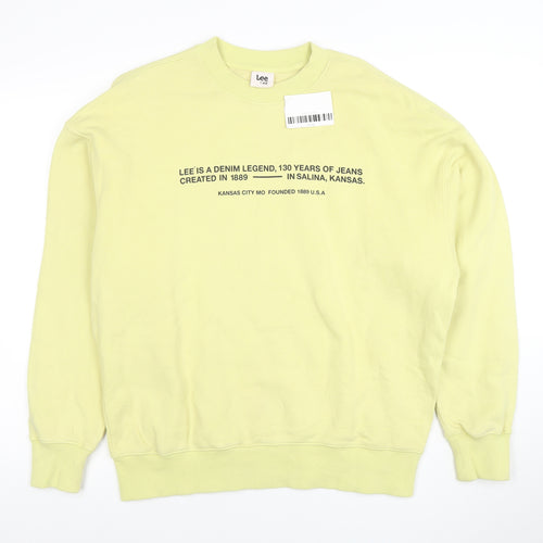 Lee x H&M Men's Yellow Cotton Graphic Logo Pullover Sweatshirt M