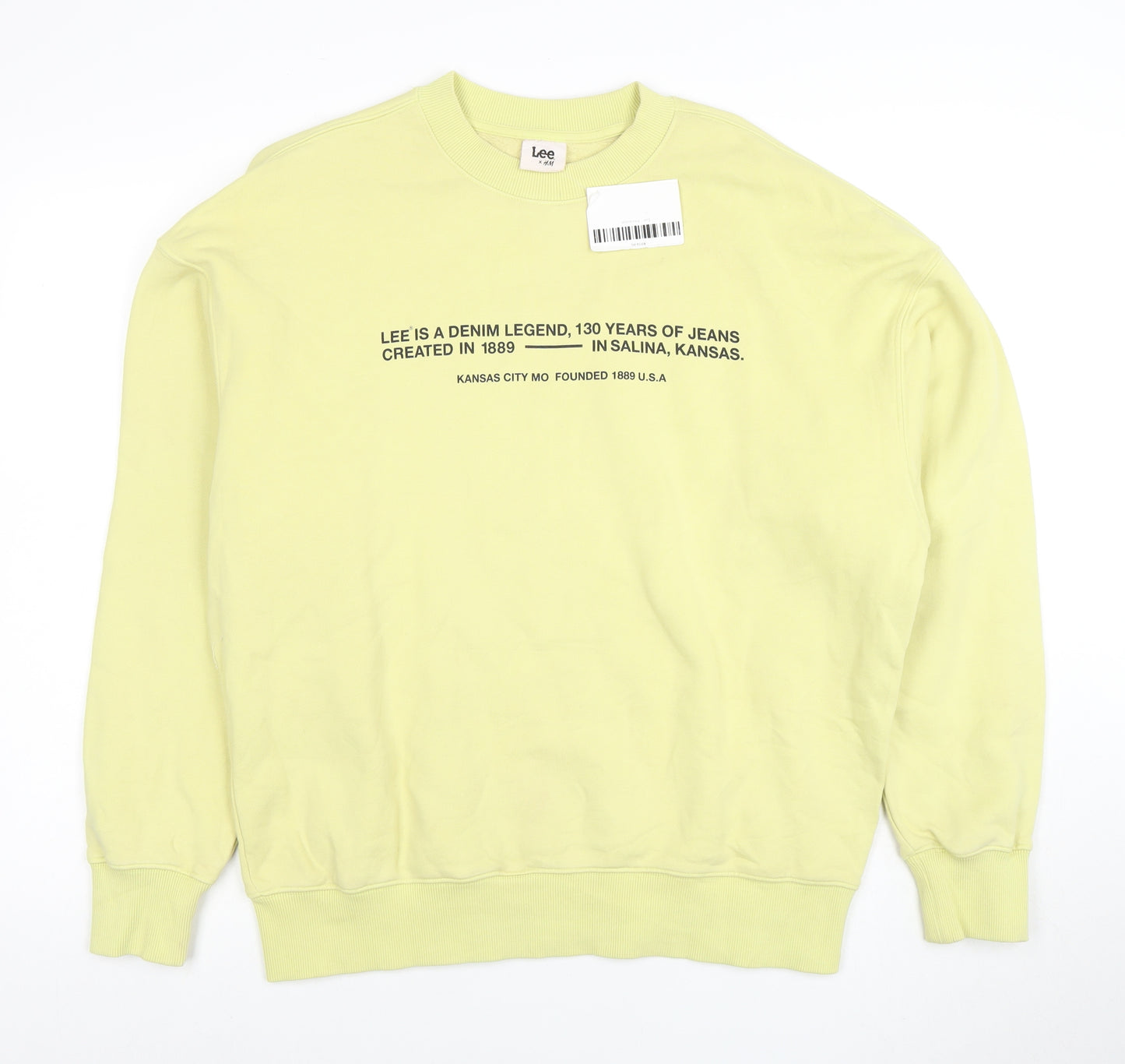 Lee x H&M Men's Yellow Cotton Graphic Logo Pullover Sweatshirt M