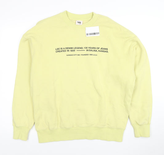 Lee x H&M Men's Yellow Cotton Graphic Logo Pullover Sweatshirt M