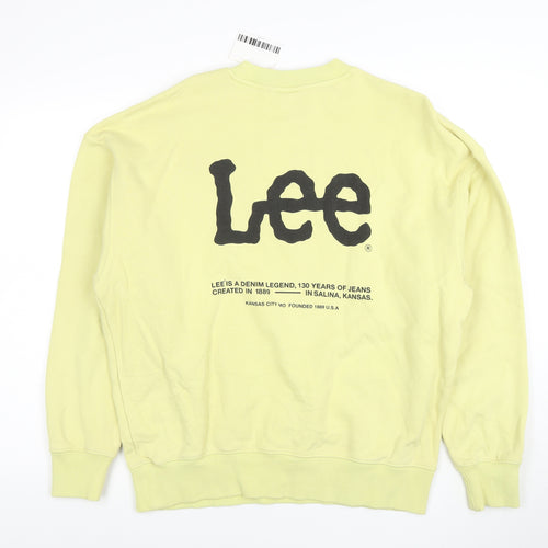 Lee x H&M Men's Yellow Cotton Graphic Logo Pullover Sweatshirt M