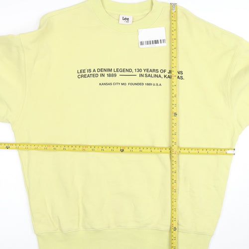 Lee x H&M Men's Yellow Cotton Graphic Logo Pullover Sweatshirt M