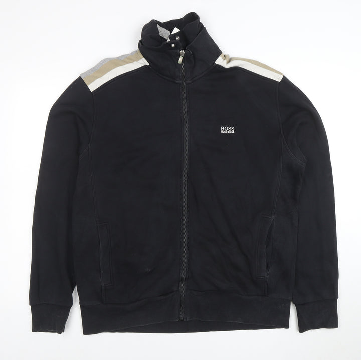BOSS Mens 7XL Black Full Zip Sweatshirt High Neck Cotton Blend