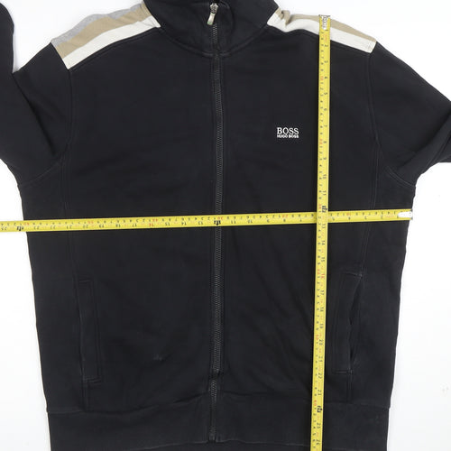 BOSS Mens 7XL Black Full Zip Sweatshirt High Neck Cotton Blend