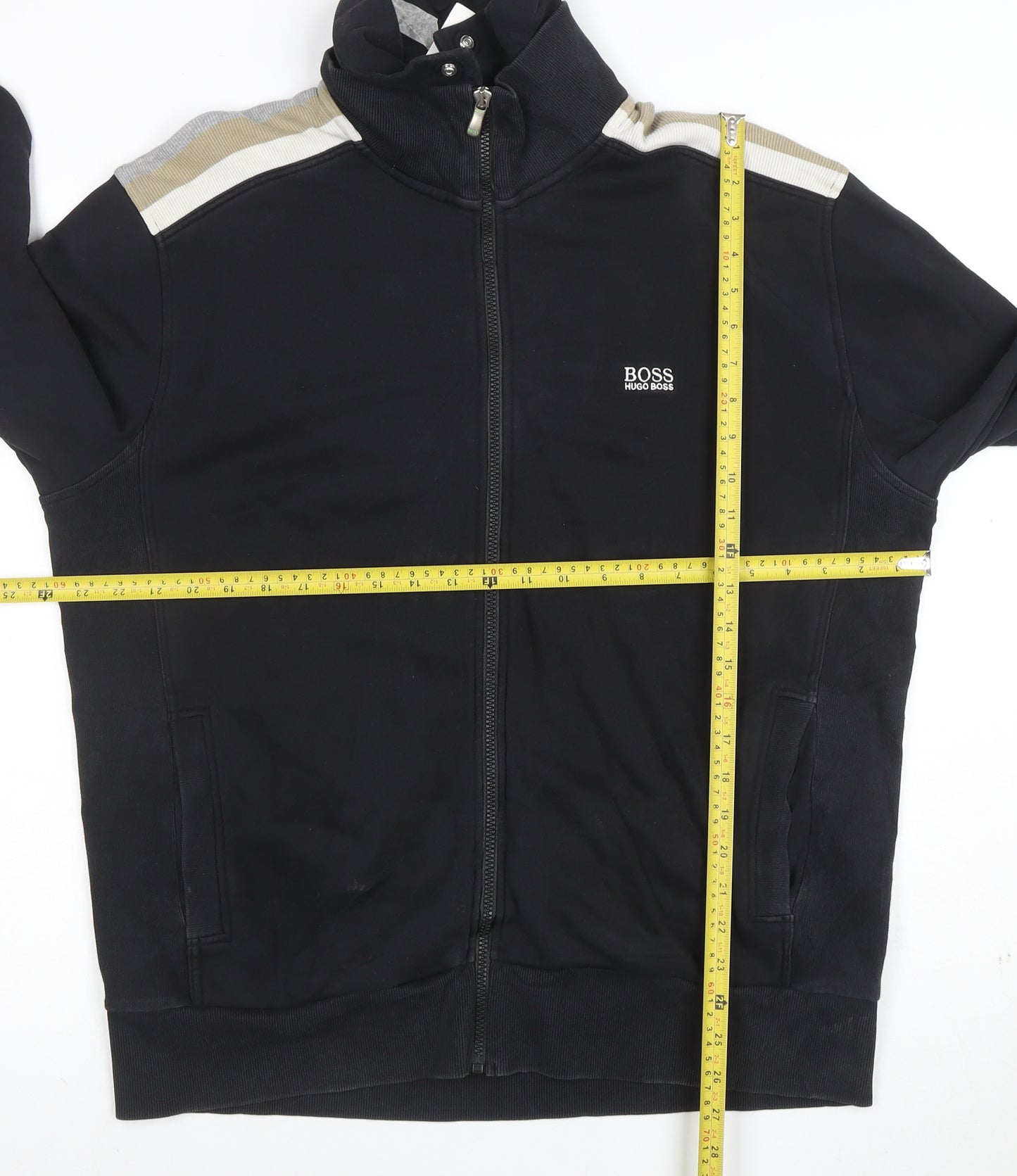BOSS Mens 7XL Black Full Zip Sweatshirt High Neck Cotton Blend